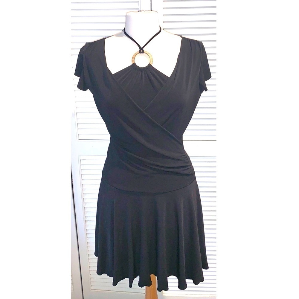 BCX Black wrap pleated dress Women’s Medium
